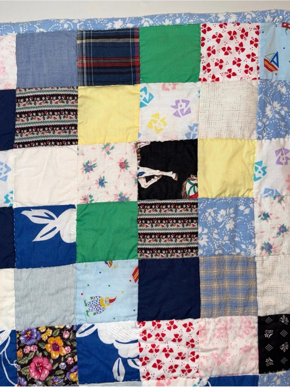 Patchwork Quilted Throw - Multicolor Square Design 40x46